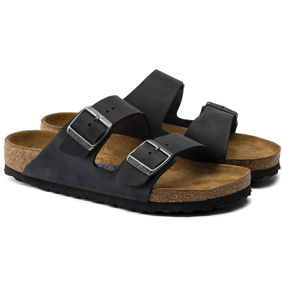 Birkenstock Arizona Oiled Leather Sandaler, Sort